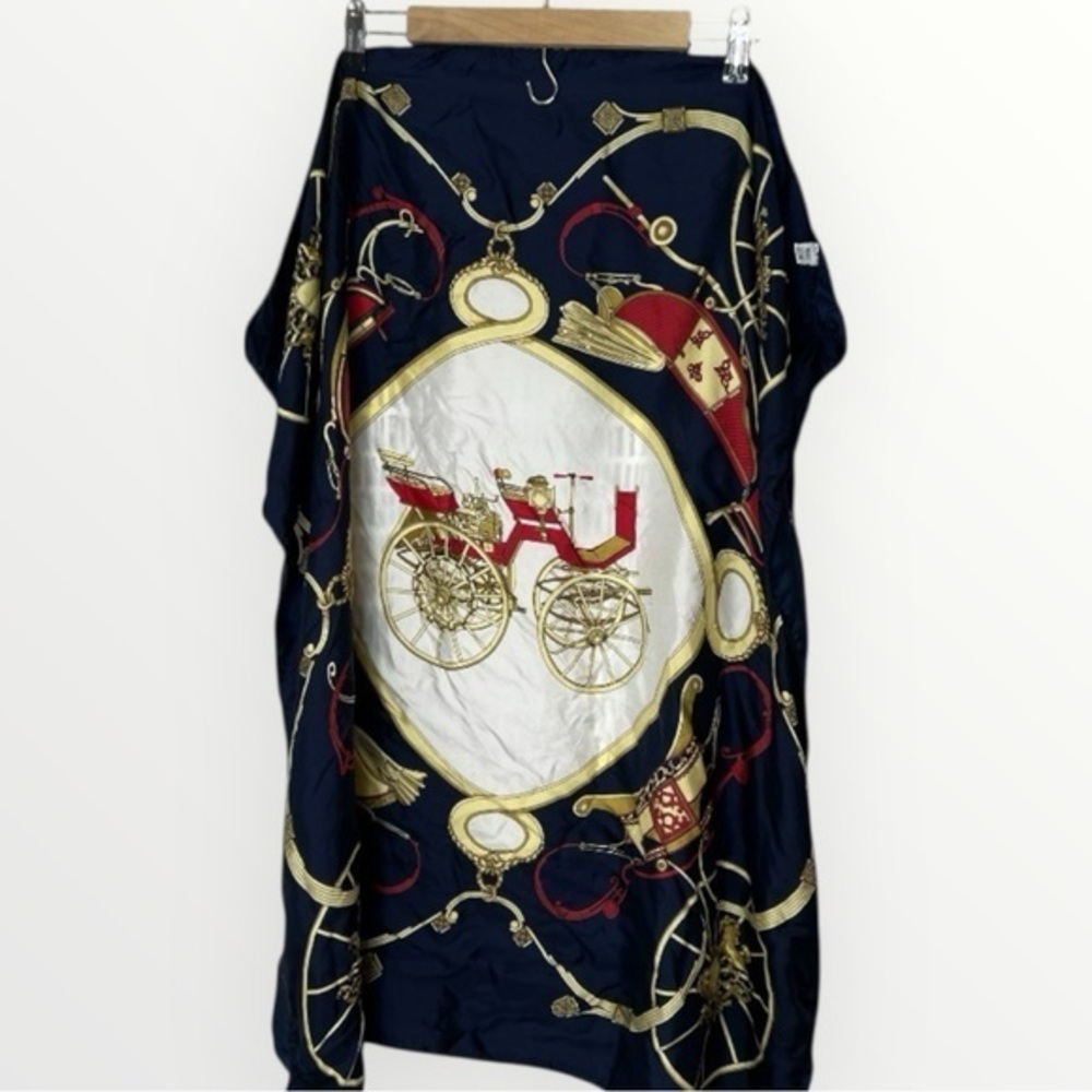 Stagecoach equestrian print silk scarf made in Italy